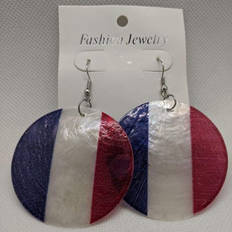 Fashion Jewelry - French Flag Circle Earrings-Nail Polish Life