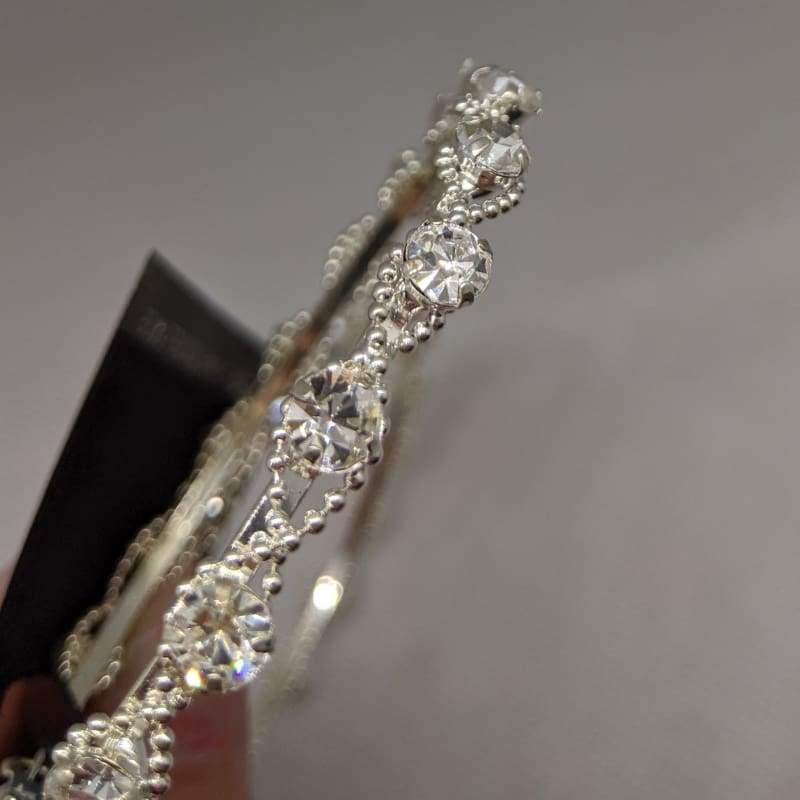 Fashion Jewelry - Rhinestone Detail Large Hoop - Silver-Nail Polish Life