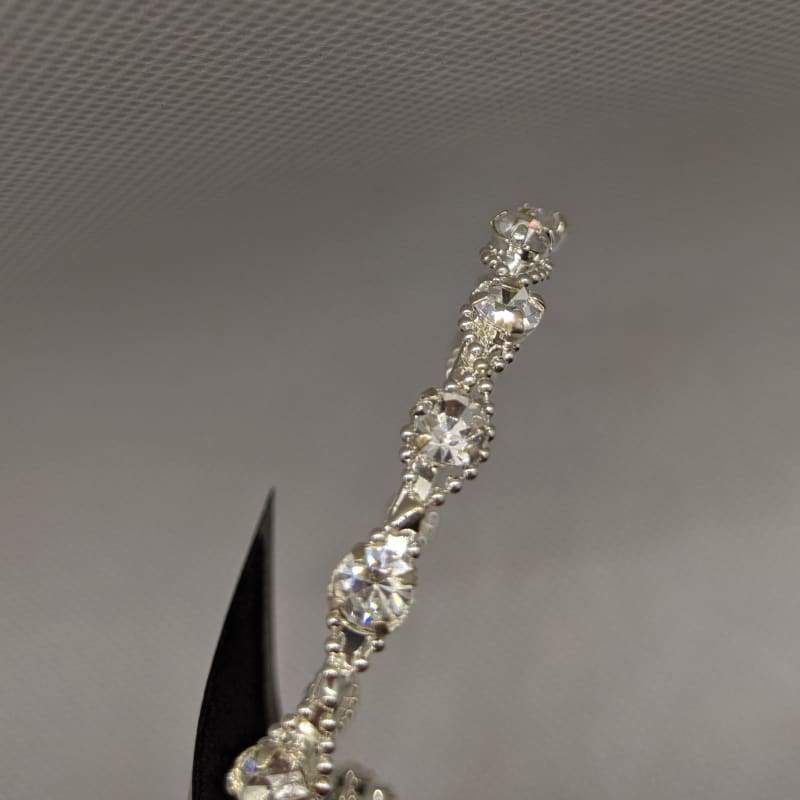 Fashion Jewelry - Rhinestone Detail Large Hoop - Silver-Nail Polish Life