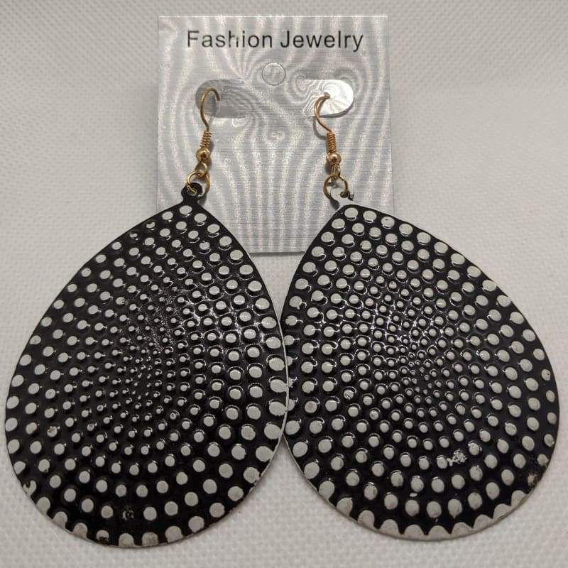 Fashion Jewelry - Teardrop Black and White Dot Earring-Nail Polish Life